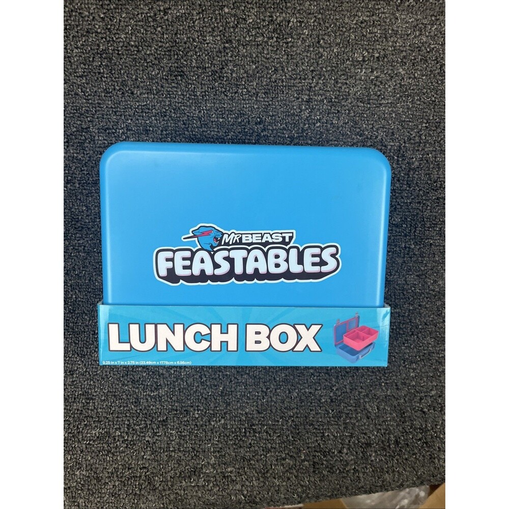 Mr Beast Feastables World's Coolest Lunch Box Collectible BPA Free Blue Pink